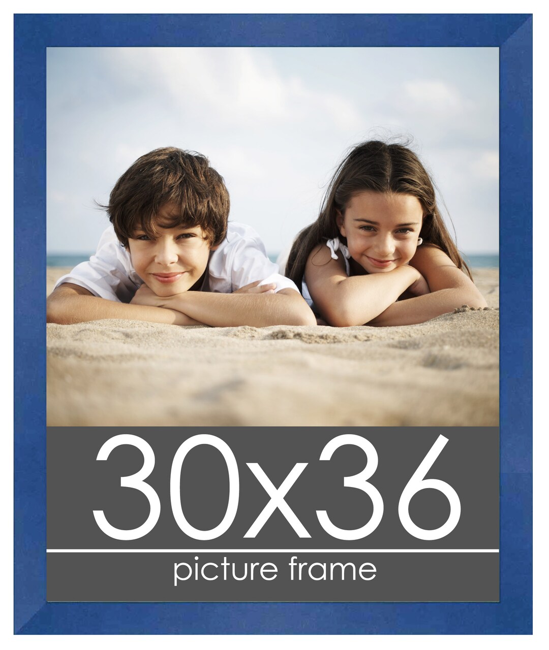 30x36 Classic Modern Blue Picture Frame - UV Acrylic, Foam Board Backing, Hanging Hardware